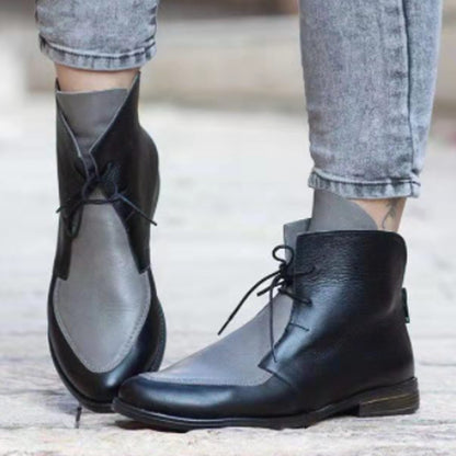 Women's leather boots with front lace-up Martin boots