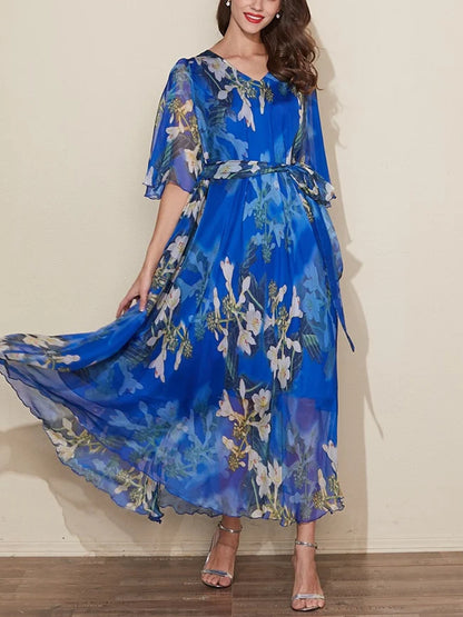 Chiffon Temperament Printed Holiday Women's Dress