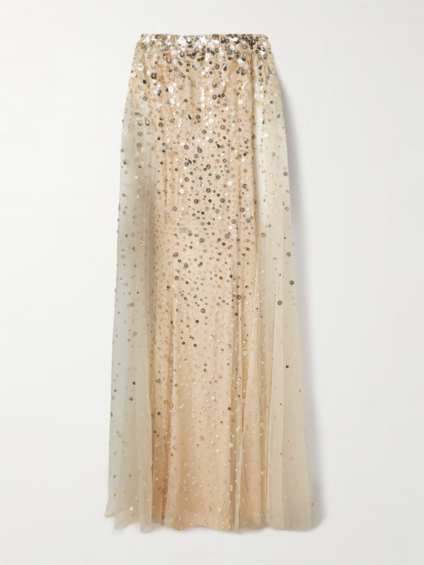 Mesh Sequins Maxi Dress