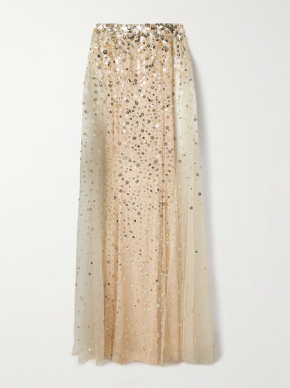 Mesh Sequins Maxi Dress