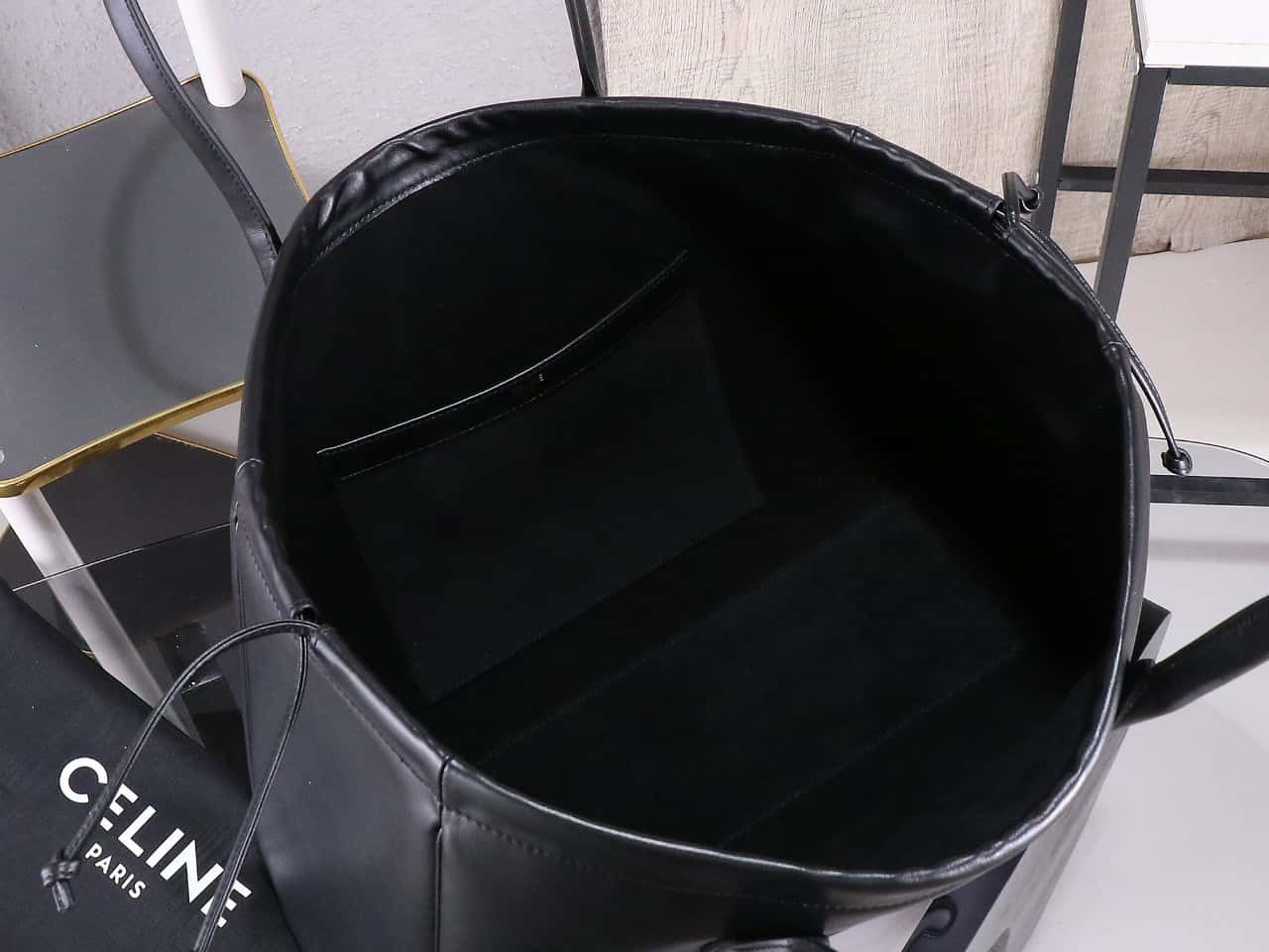 Celine cabas rawstring cuir triomphe in grained calfskin handbag