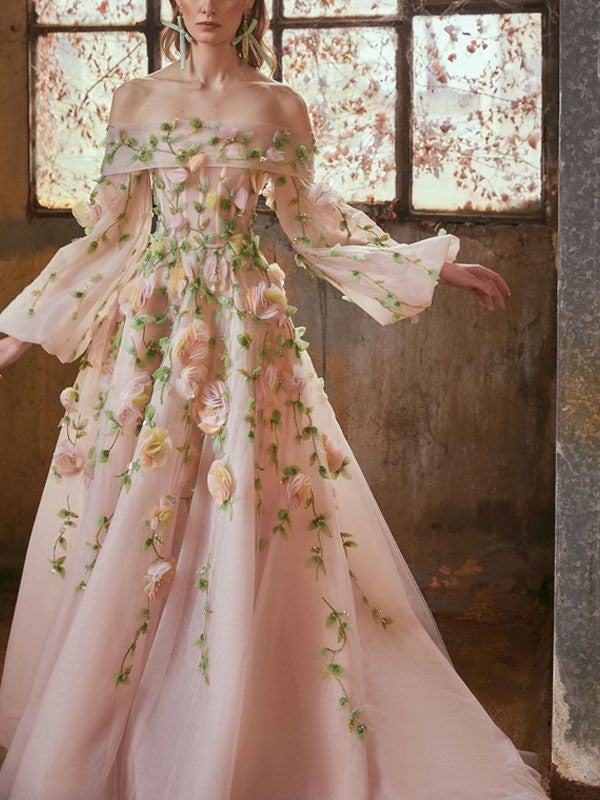 strapless applique temperament party lady dress