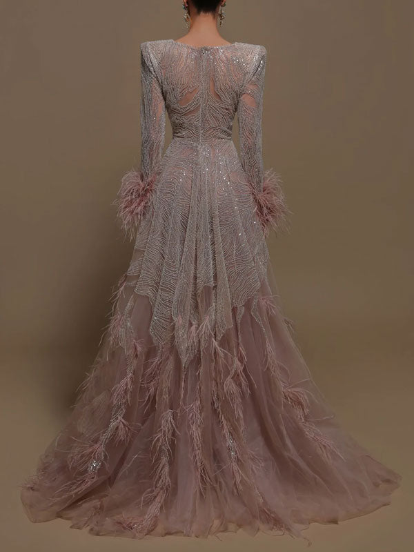 Feather sequins delicate and sexy women's dress