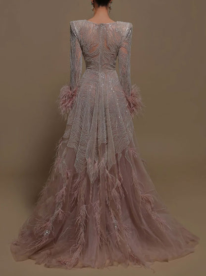 Feather sequins delicate and sexy women's dress