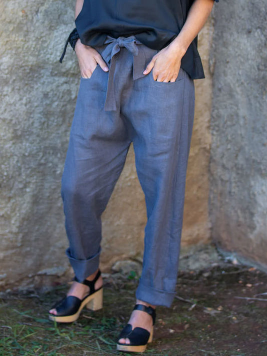 Lace-up Cotton and Linen Comfortable Women's Pants