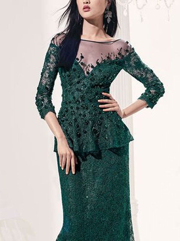 Lace Hollow Ruffle Party Women's Gown