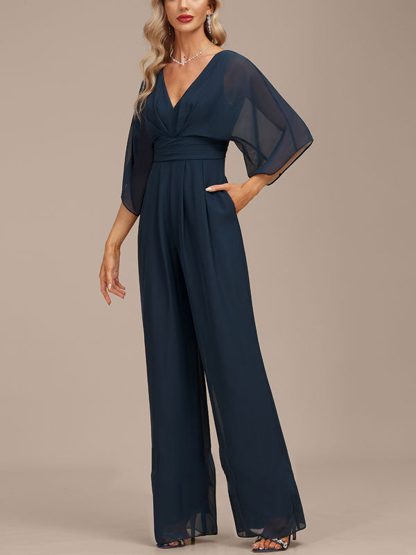 V-Neck Floor-Length Women's Jumpsuit/Pantsuit