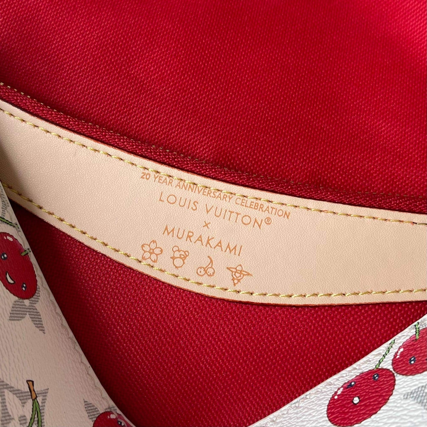 LOUIS VUITTON X TAKASHI MURAKAMI DIANE BAG MONOGRAM CHERRY WHITE 25CM