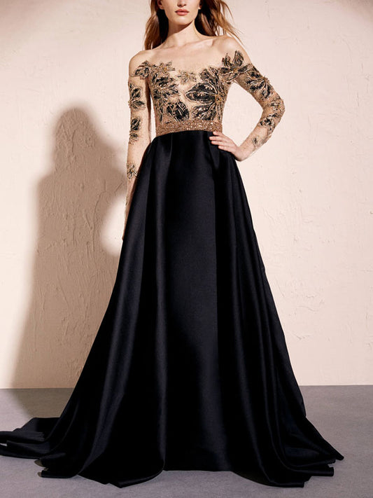 Temperament Lace Mesh Elegant Women's Gown