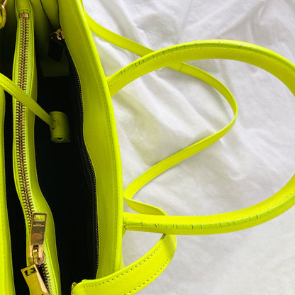 Saint Laurent Neon Yellow Leather Small Classic Sac De Jour Tote