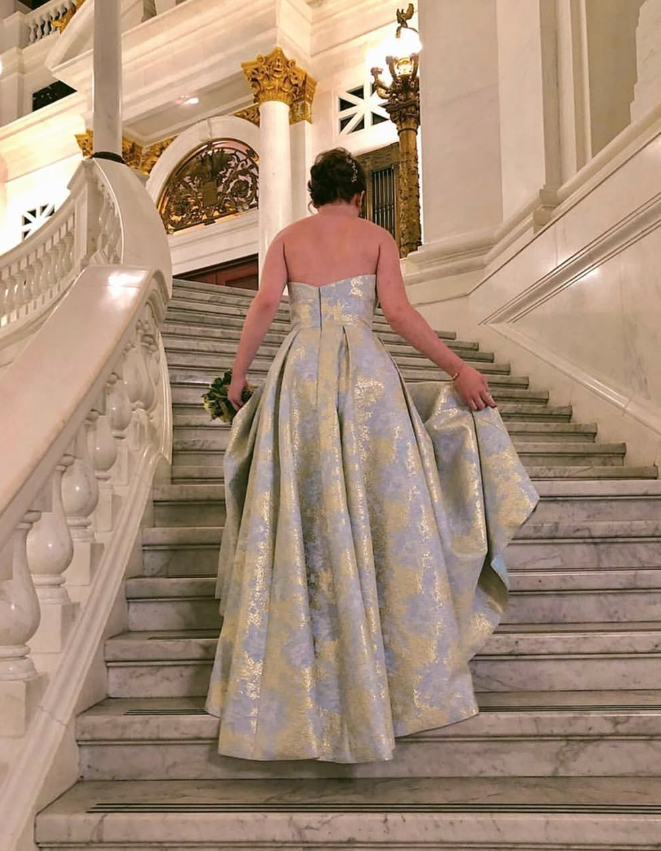 Elegant A Line Strapless Baby Blue Satin Long Prom Dress Evening Dress SH2173