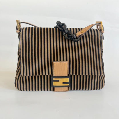 Fendi striped velvet FF flap shoulder vintage bag