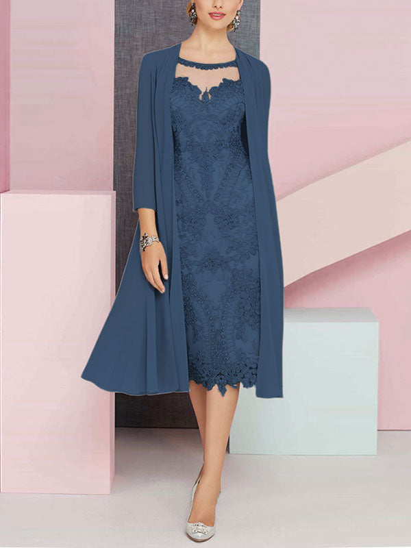 Short Lace Dress With Matching Chiffon Coat