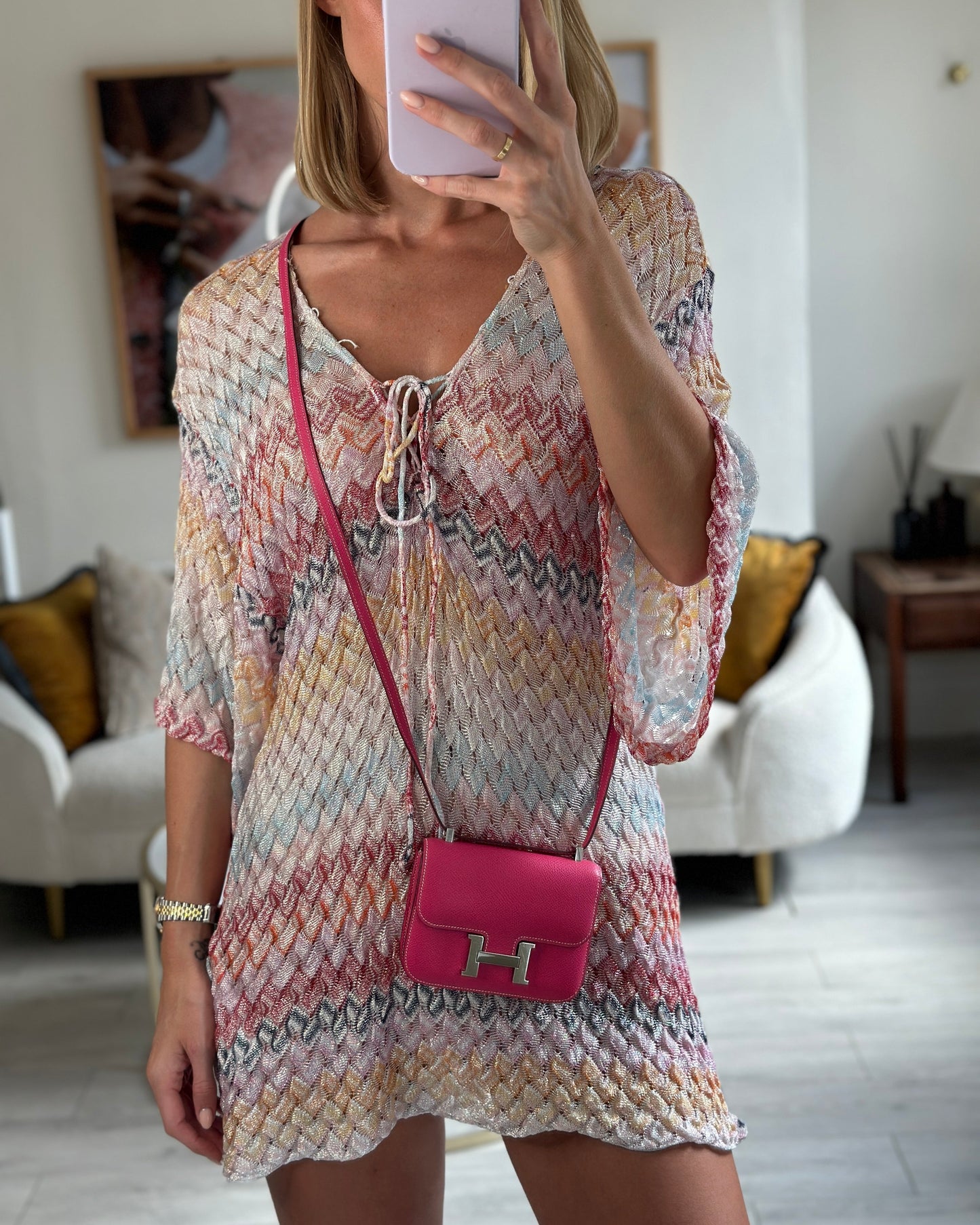 *RARE HOT* Hermès Micro Constance Bag Rose Tyrien Epsom Leather with Palladium Hardware