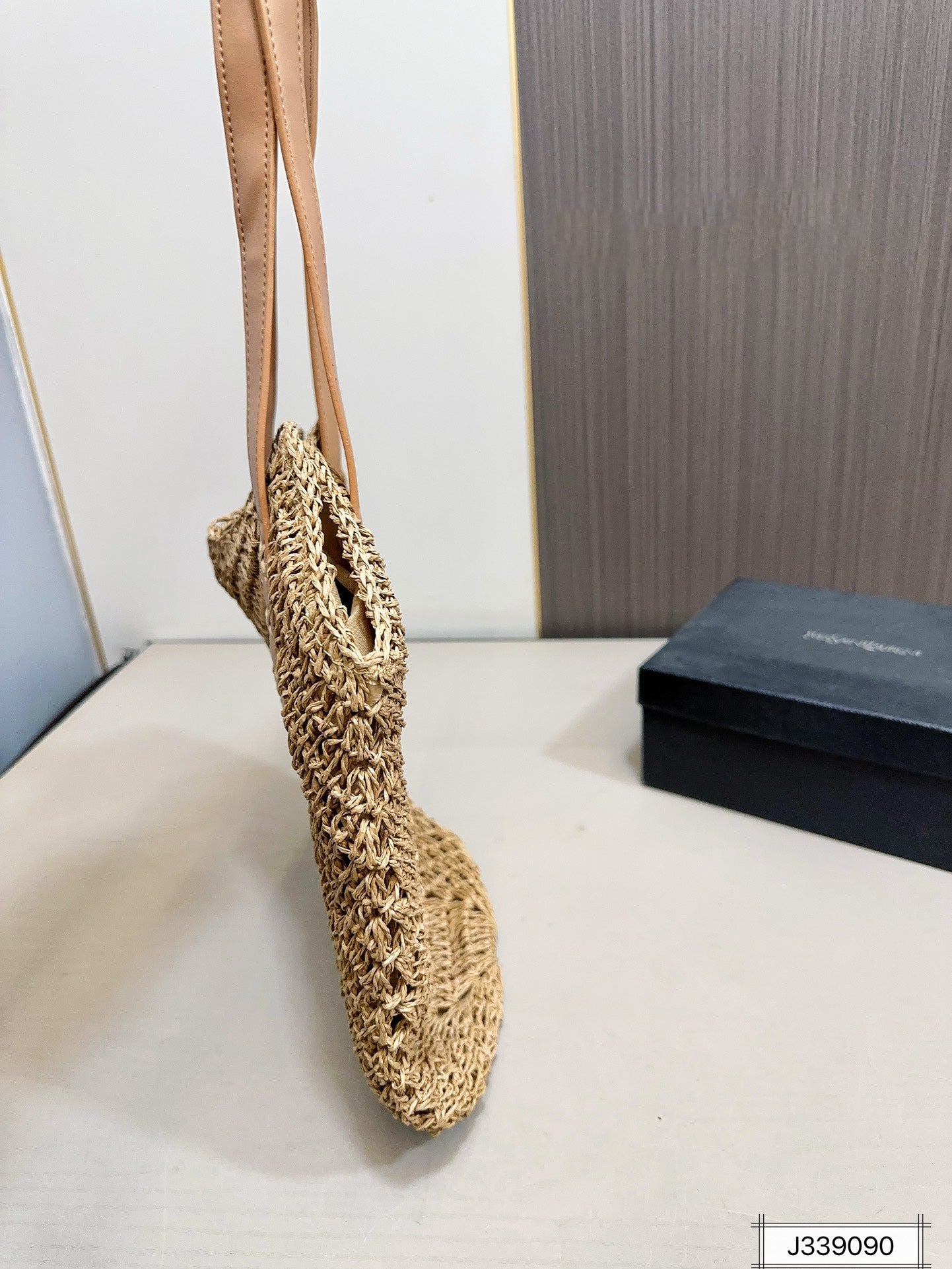 YSL SAINT LAURENT Vacation Casual Raffia Woven Tote Bag 35x32cm