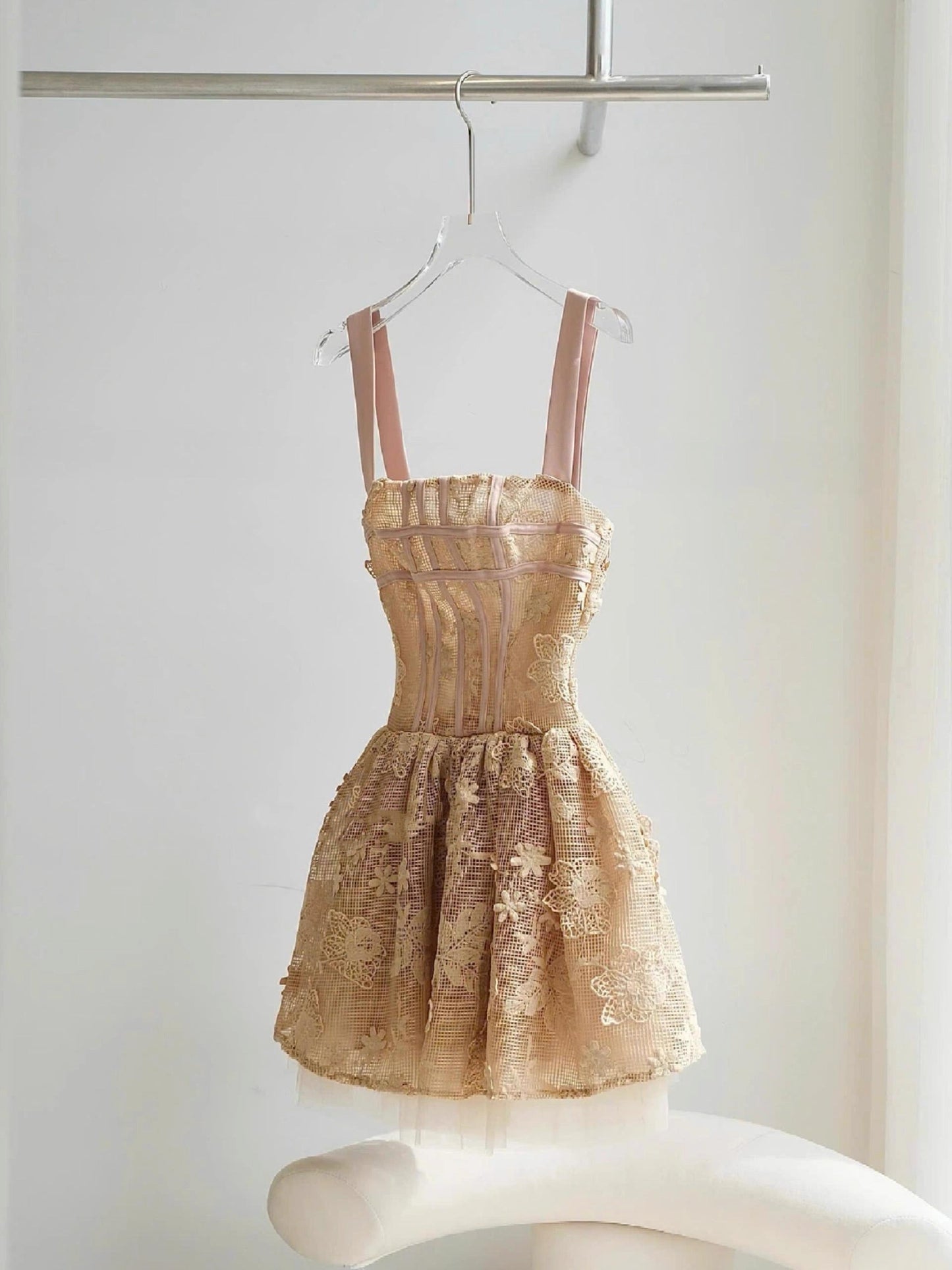 Simple A Line Square Gold Lace Short Formal Homecoming Dresses Party Graduation Dress Dance Hoco Dresses DH2773