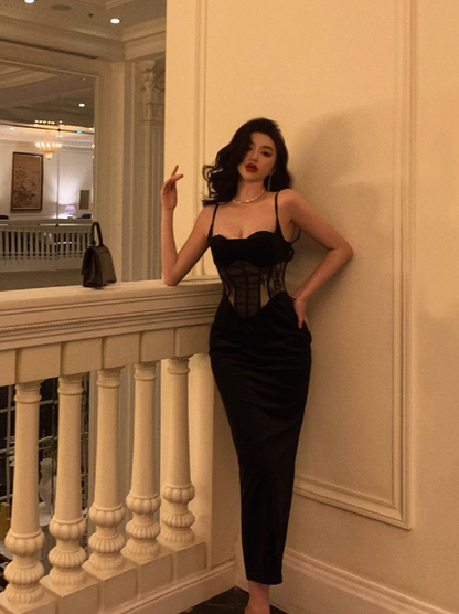 Sexy Mermaid Spaghetti Straps Black 18th Birthday Dress Party Gown Birthday Outfits Birthday Dress Ideas For Women DP2321