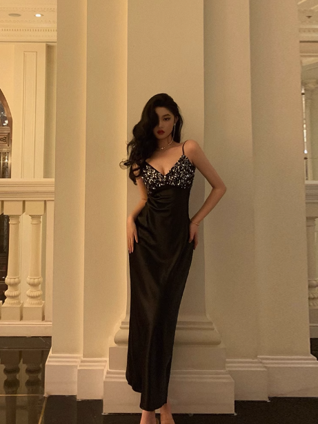 Sexy Mermaid Spaghetti Straps Black 18th Birthday Dress Party Gown Birthday Outfits Birthday Dress Ideas For Women DP2323