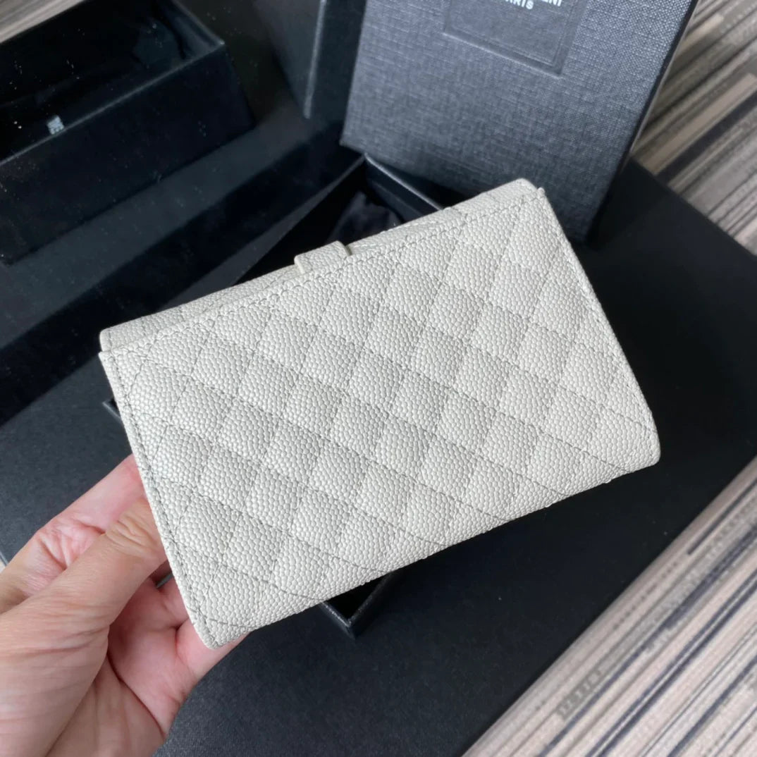 YSL Envelope Purse White Gold A026KK 13.5cm