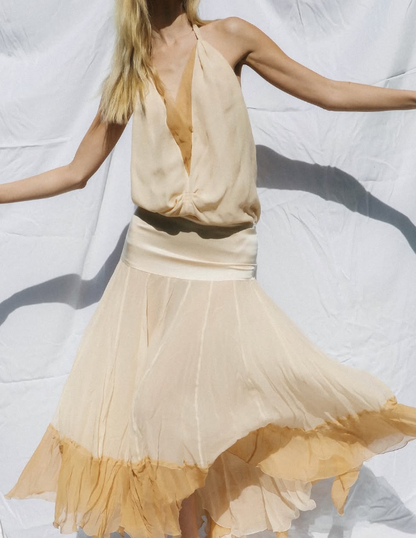 Unique A Line Halter Chiffon Open Back Prom Dress Graduation Prom Dress SH2660