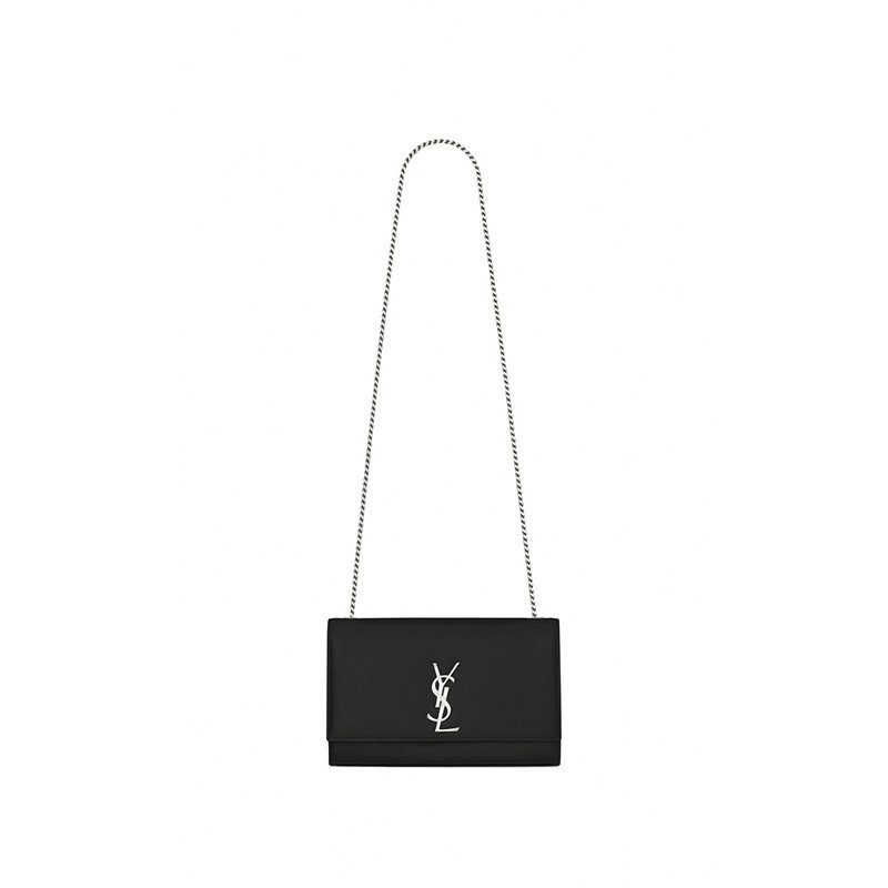 Saint Laurent Large Kate Chain Bag In Black Textured Leather