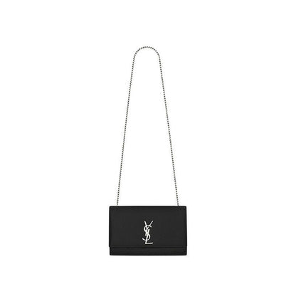 Saint Laurent Large Kate Chain Bag In Black Textured Leather
