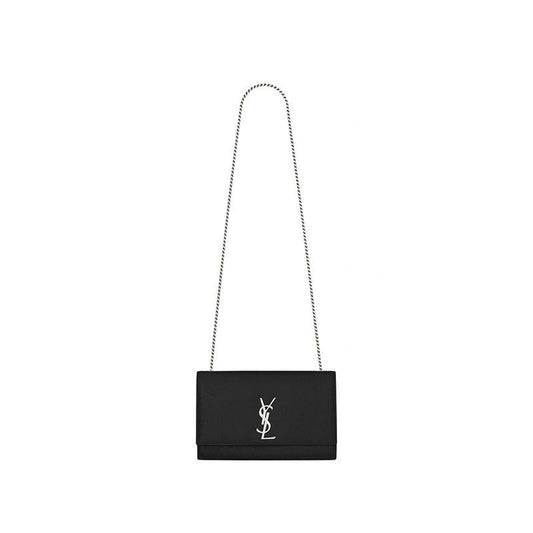 Saint Laurent Large Kate Chain Bag In Black Textured Leather