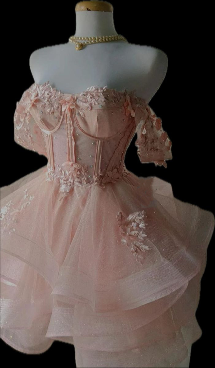 Cute Off The Shoulder Pink Tulle Appliques 18th Birthday Dress A Line Short Prom Dress Homecoming Dress S871