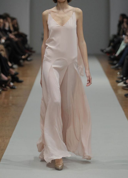 Simple Light Pink A Line Spaghetti Strap Chiffon Long Prom Dress Graduation Prom Dress SH2646