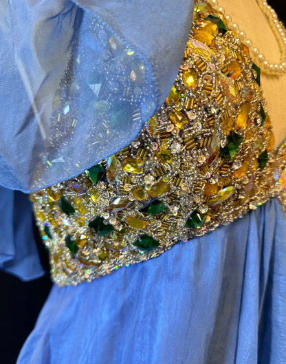 Vintage Blue Halter Beaded A Line Mini Party Dress Homecoming Dress Cocktail Dress S432