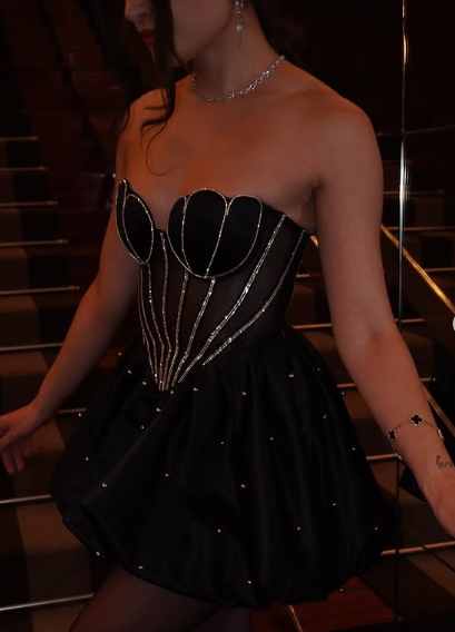 Classy Black Strapless A Line Cocktail Dress Homecoming Dress S282