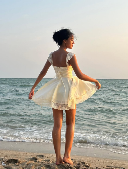 Cute A Line Straps Lace Satin Short Homecoming Dress Birthday Dress SH1976