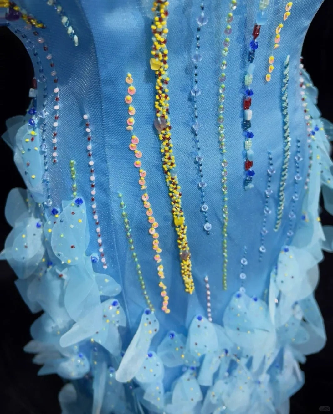 Blue gorgeous shiny elegant exquisite colorful beaded tulle long mermaid slim ball gown evening dress party dress prom dress legend of the blue sea gh3850