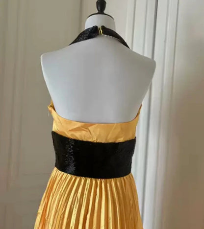 Yellow Exquisite Beading Long Satin Fashion Ball Gown Evening Gown Party Dress Prom Dress gh4267