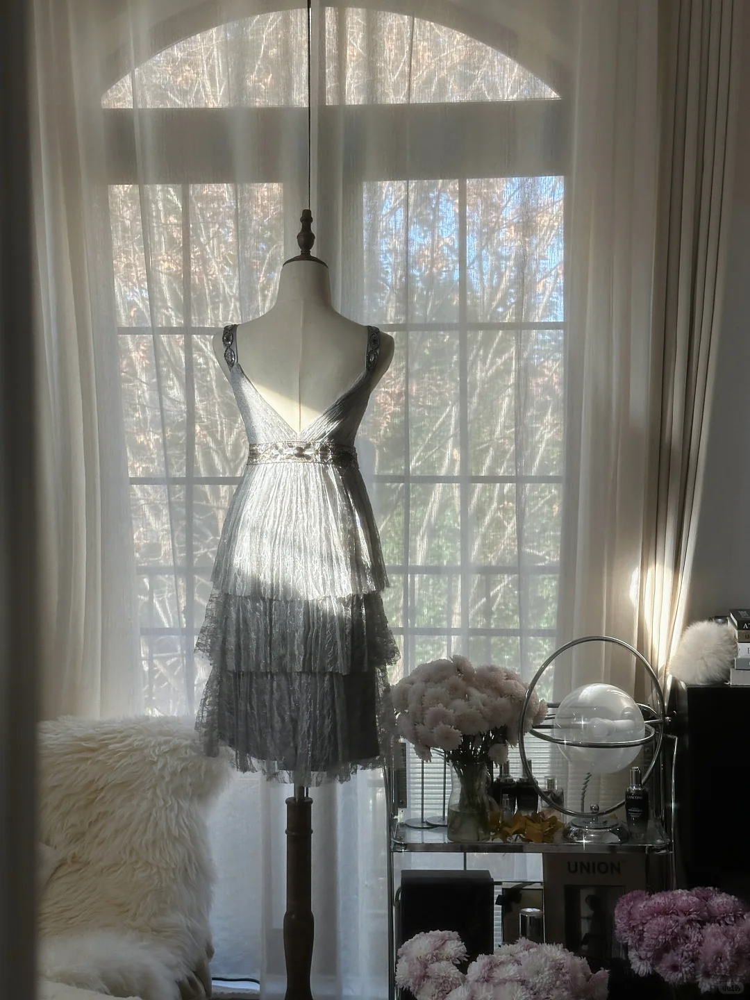 Elegant V Neck Lace Beaded Layered Mini Birthday Outfits Gray A Line Short Homecoming Dress S727