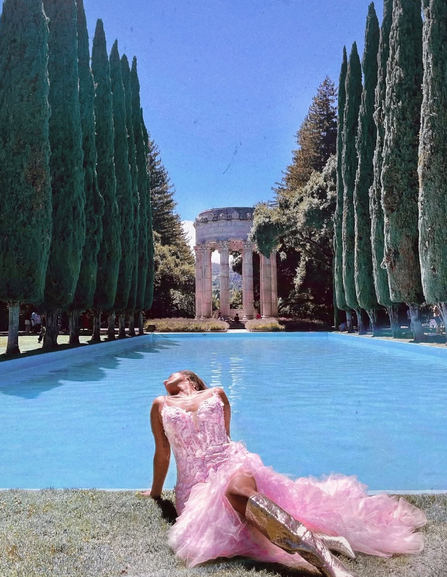 Princess Mermaid V Neck Corset Appliques Pink Tulle Prom Dress Evening Dress SH2165