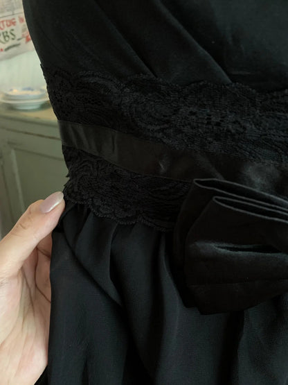 Black sweet cute short chiffon exquisite lace bow tie homecoming dress evening dress birthday party dress prom dress ball gown gh3922