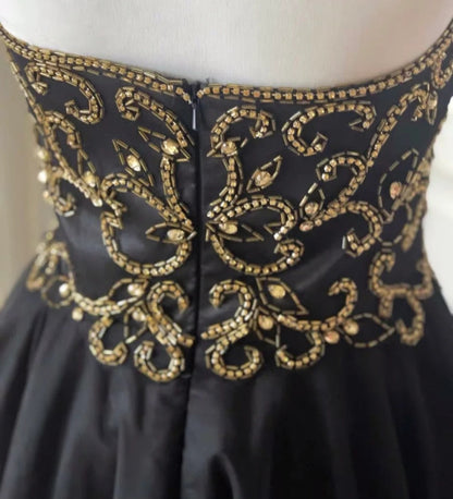 Black Gold Beaded Short Tulle Homecoming Dress Prom Dress Birthday Party Dress gh4848
