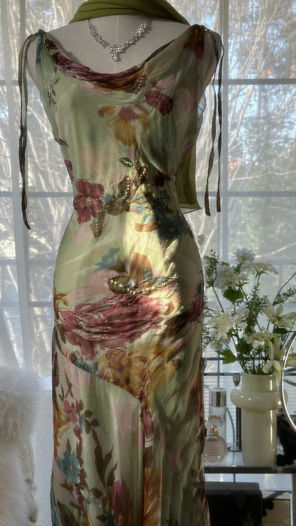 Green Romantic Gradient Fashion Elegant Exquisite Beading Long Chiffon Ball Gown Evening Dress Birthday/Wedding Guest/Holiday Party Dress Prom Dress Valentine's Day Date Dress gh4030