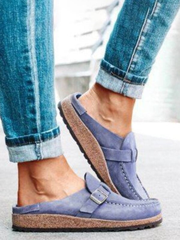 Women's casual suede all-match half-pull bean shoes