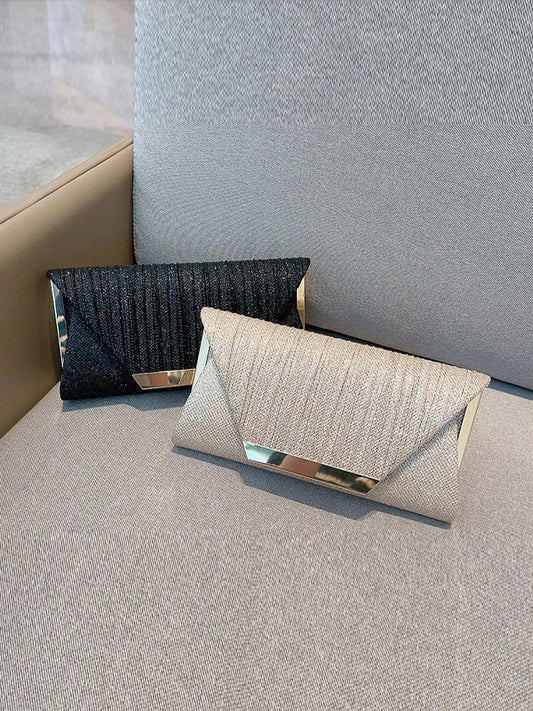 Pleated Sequin Clutch