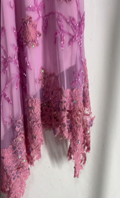 Beautiful A Line Spaghetti Straps Pink Long Prom Dresses Backless Tulle Evening Gowns P2315