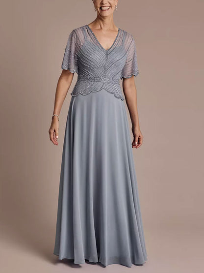 Beaded Peplum A-Line Dress with Scalloped Edge