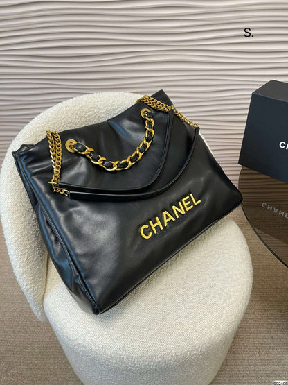 Chanel 22 Small Handbag Black Gold