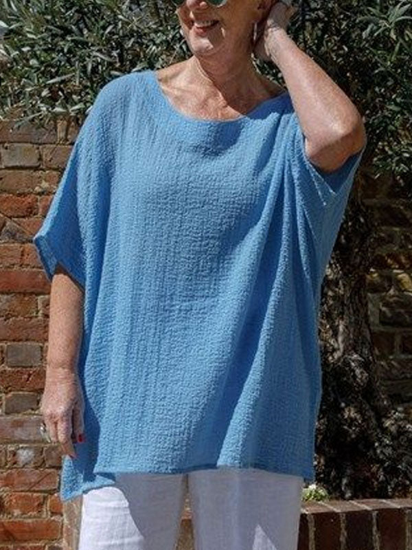 Solid Color Cotton And Linen Women's Loose Top