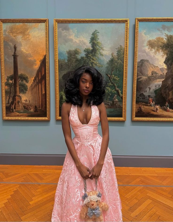 Unique A Line Halter V Neck Print Flower Pink Satin Prom Dress Evening Dress SH2343