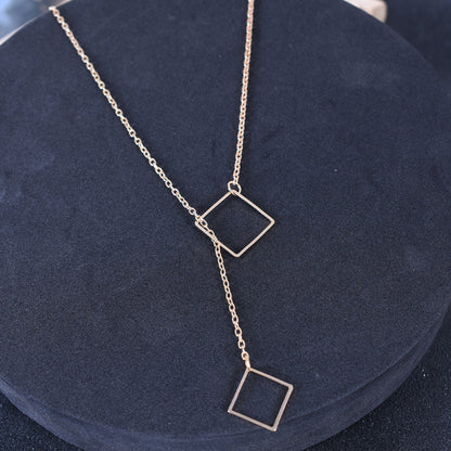 Creative Retro Simple Geometric Square Pendant Necklace