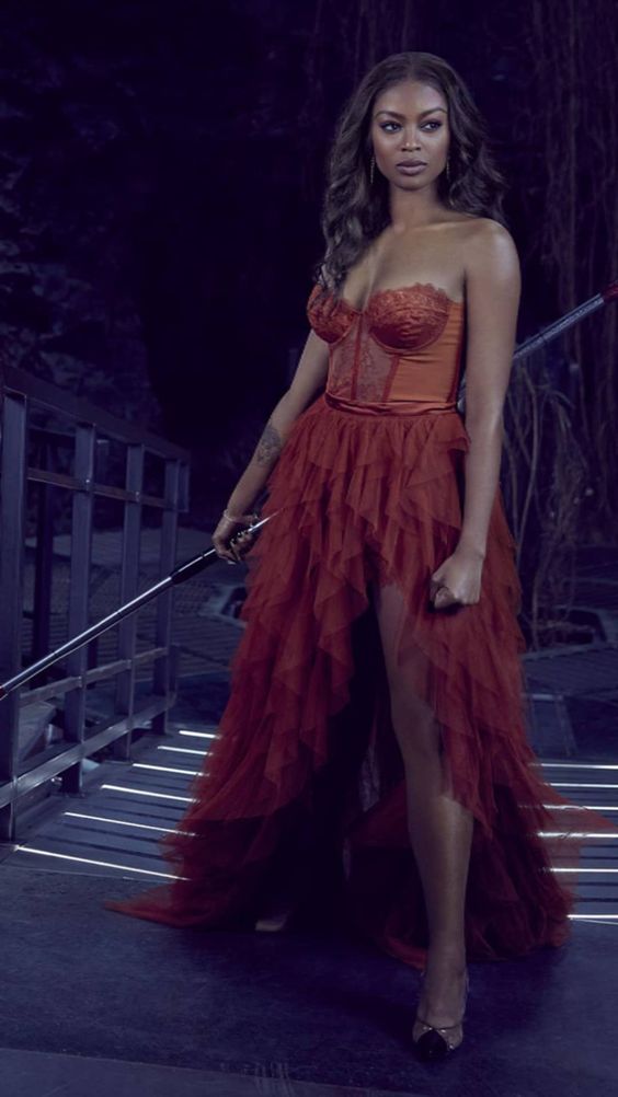 PM547,Rust Red Lace Tulle Prom Evening Dresses, Charming Sweetheart Rust Tiered Long Prom Dress with Slit