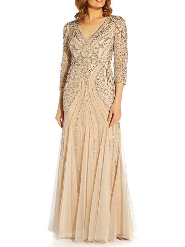 Mid-sleeve high-end lace elegant wedding ladies dress