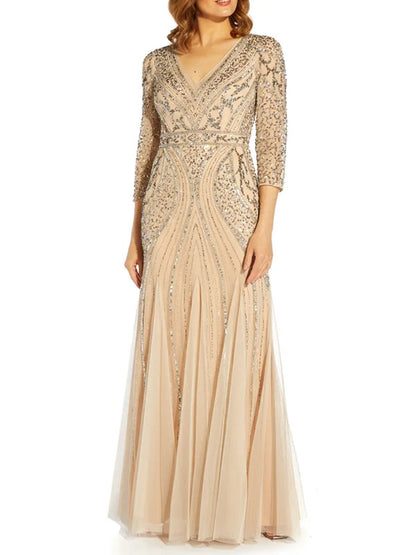 Mid-sleeve high-end lace elegant wedding ladies dress